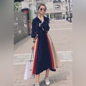 Elegant Multicolor Striped Dress